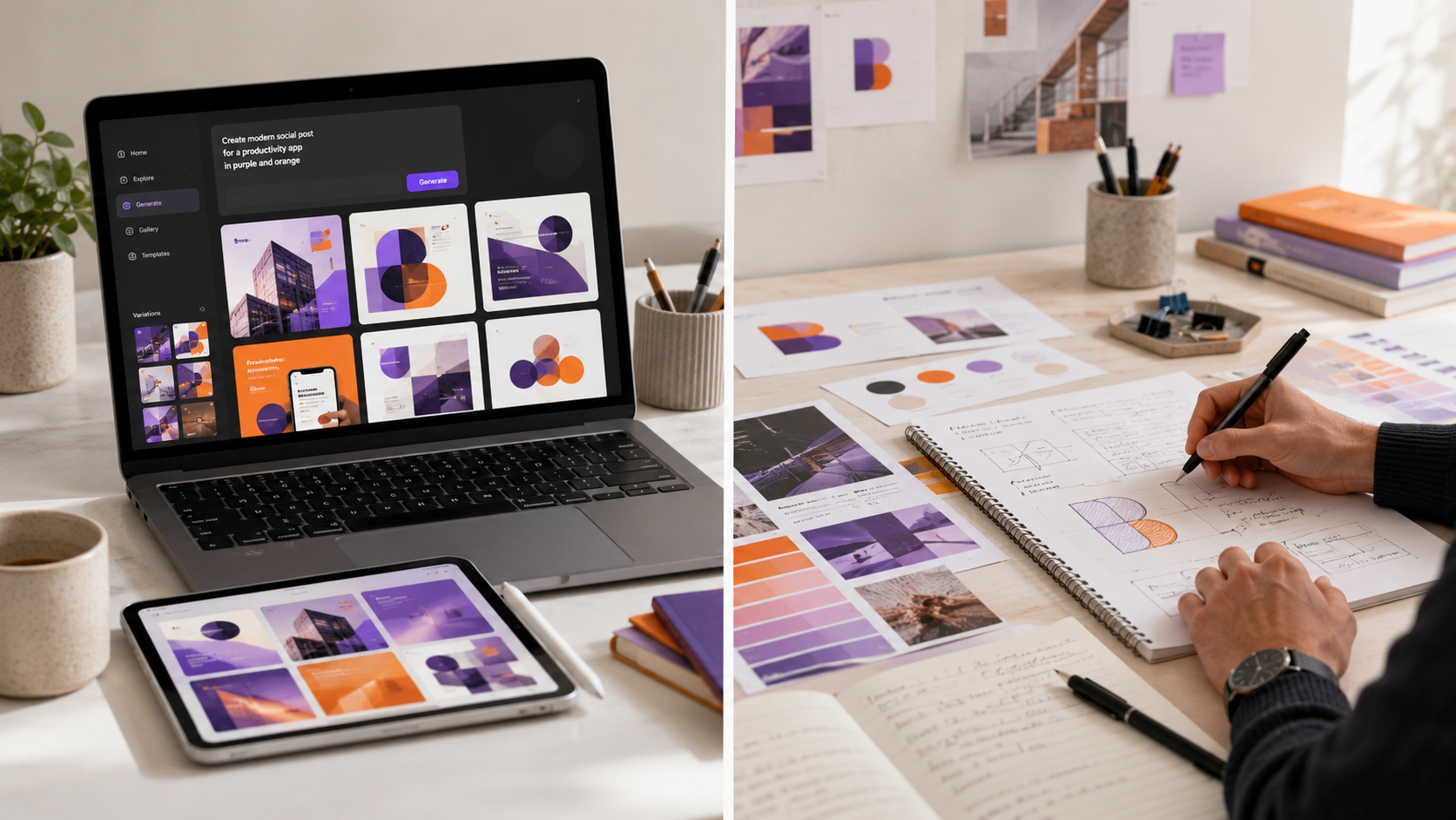 AI graphic design compared with human designer creativity