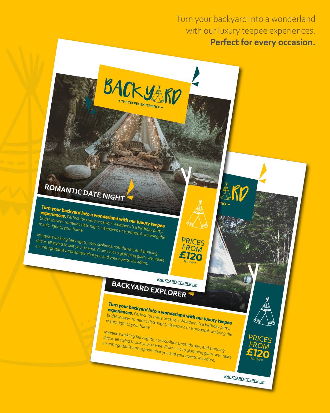 Backyard visual identity applications for outdoor hospitality materials