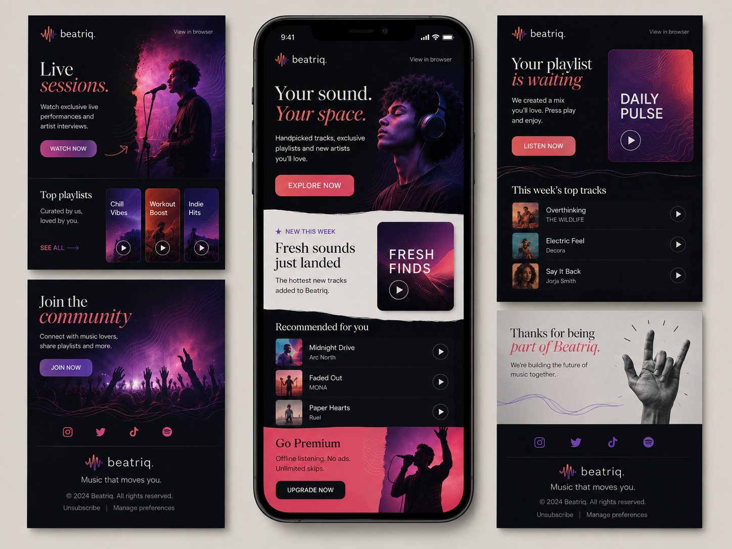 Beatriq branded email design mockup