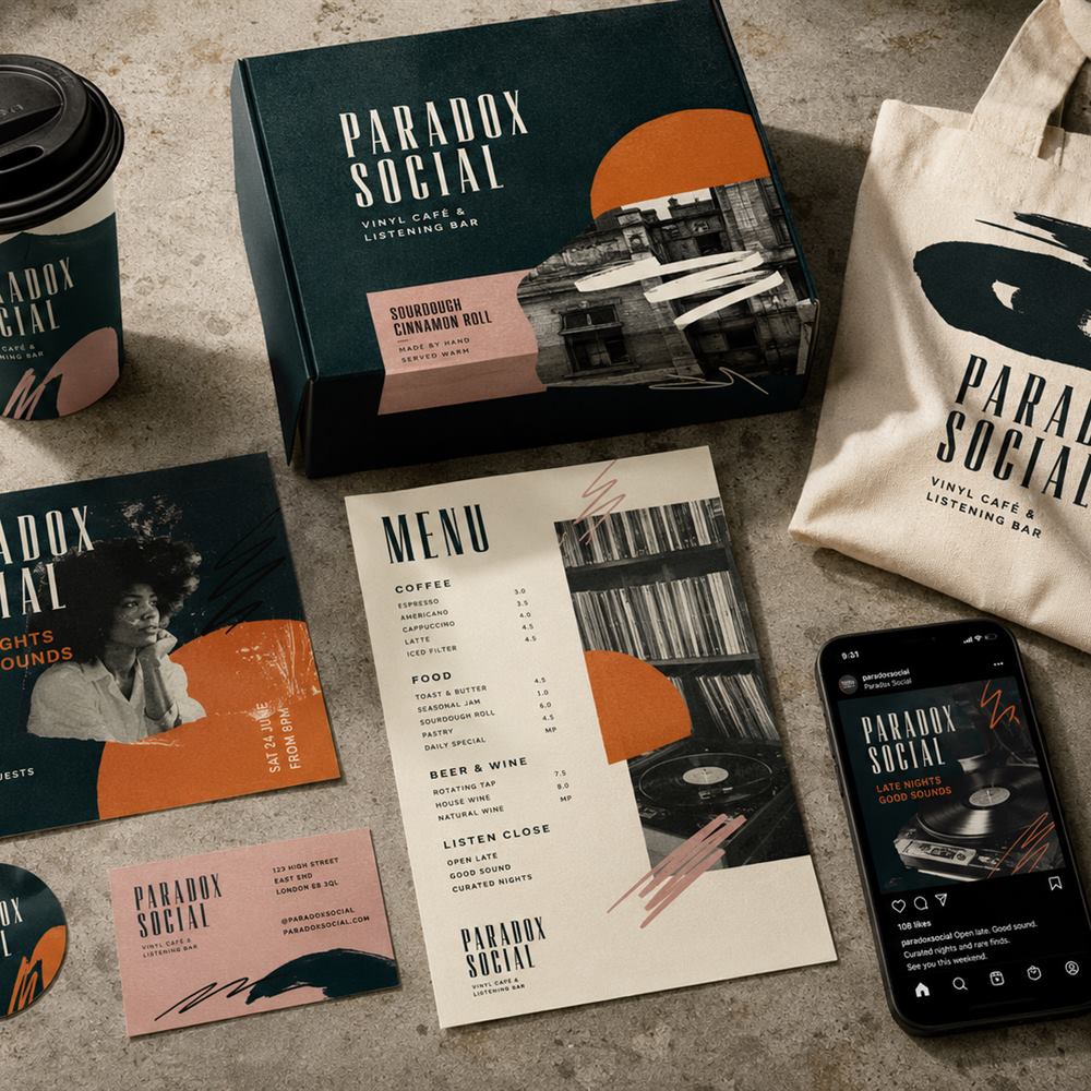 Paradox Social brand identity mockup